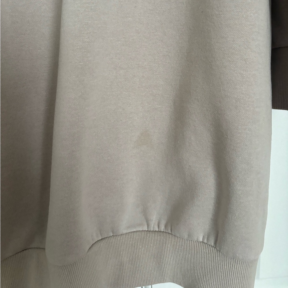 Divided Tan Hooded Cotton Dress - Picture 10 of 13